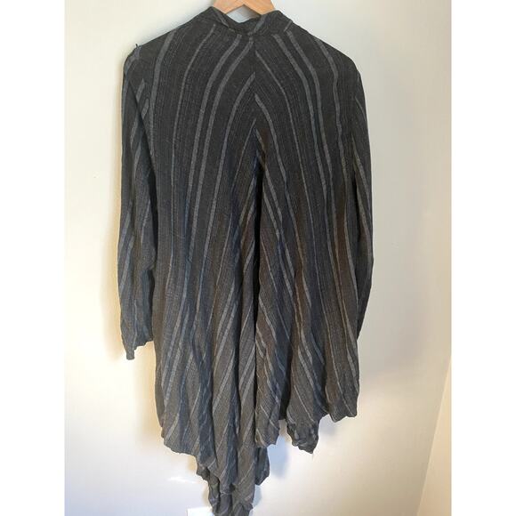 Skullz London Striped Cotton Black Asymmetrical Drape Duster Cardigan Whimsygoth - Picture 7 of 7